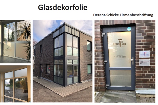Glasdekorfolie am Firmen-Eingang (Tür und Fenster)