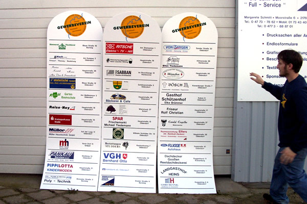 Schilder für den Gewerbeverein Oldendorf